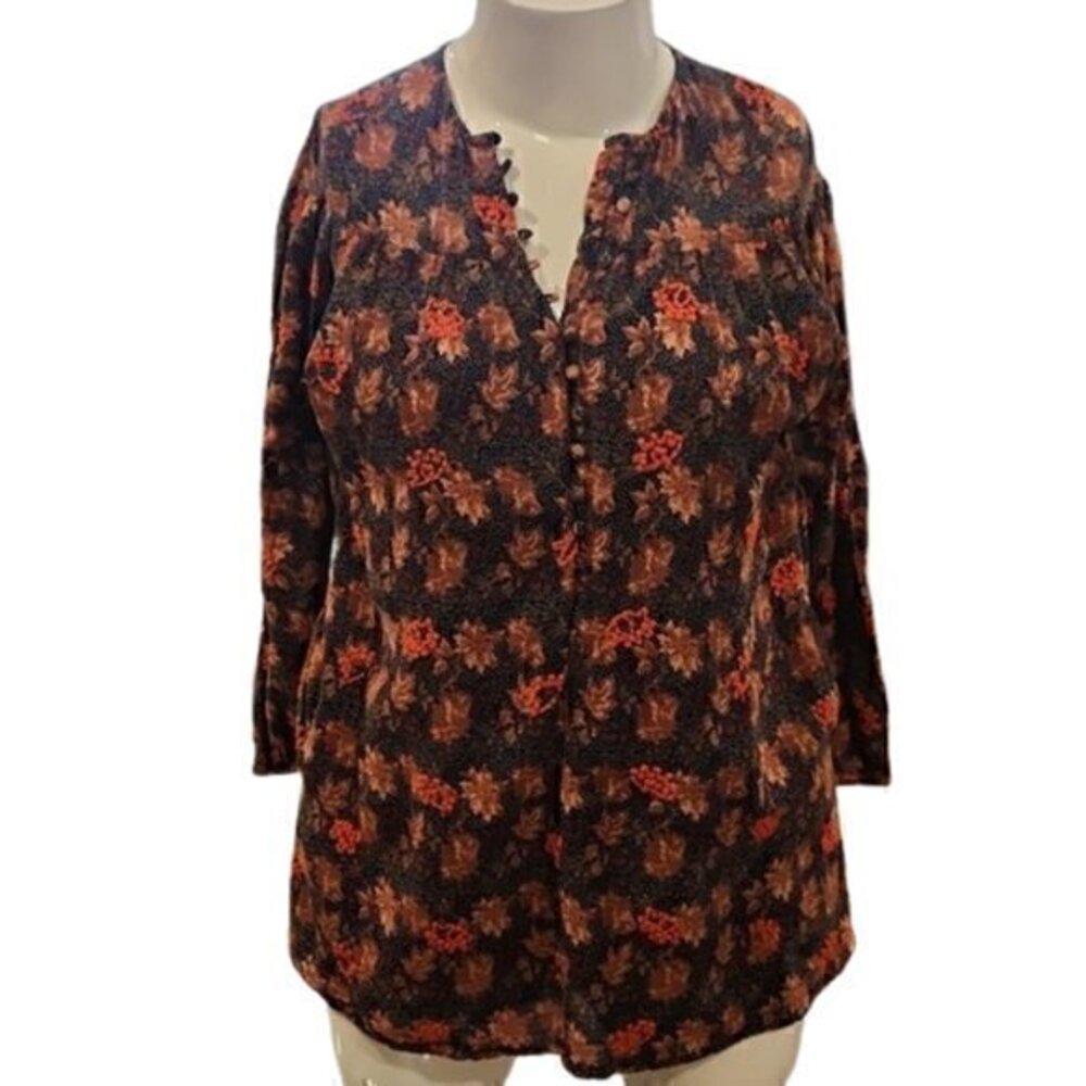 [Zara] Patterned 3/4 Sleeve Blouse - Size M